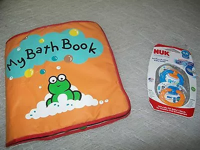 CuteTactile Fold-Out Baby Bath Book (GUC) & New Pack/ 2 NUK Pacifiers 0-6m/Binky • $6.39