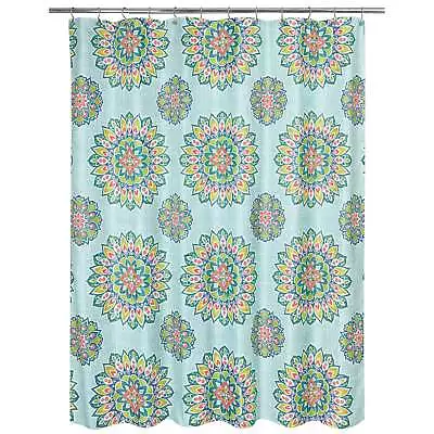 Ariel Medallion Polyester Fabric Printed Shower Curtain 70 X72  Aqua Green • $24.99