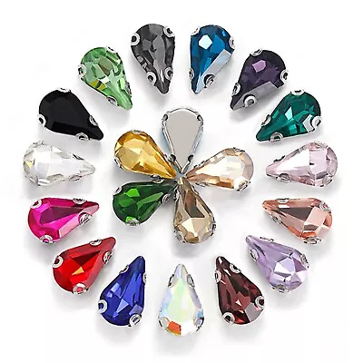 20 Crystal Glass Teardrop Rhinestones Rose Montees Beads 8X13mm Sew On Beads • $3.23