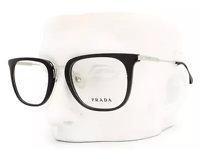 Prada Eyeglasses Glasses Polished PR 11UV 1AB-1O1 Black & Silver 51-21-145  • $108.50