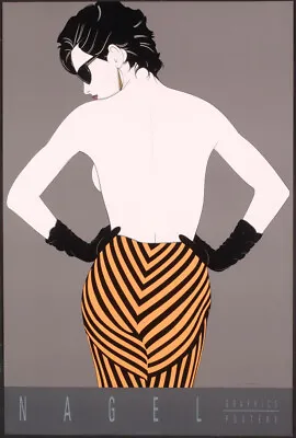 Patrick Nagel STRIPED PANTS Art Rare Lithograph Semi Nude Back Out Of Print New • $41.99