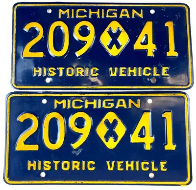 Vintage Michigan Historic Vehicle License Plate Set Garage Man Cave Collector • $110.95