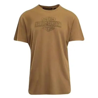 Harley-Davidson Men's T-Shirt Tan Distressed Logo Shoulder Stitch S/S (S96) • $20.80