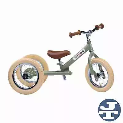 Trybike® Steel 2 In 1 Balance Bike Vintage Green | Jadrem Toys AU • $200.47