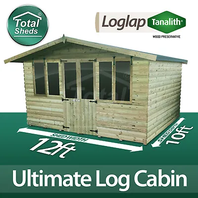 12x10 Ultimate Log Cabin Summer House Wooden Shed Top Quality Graded Timber • £3345.40