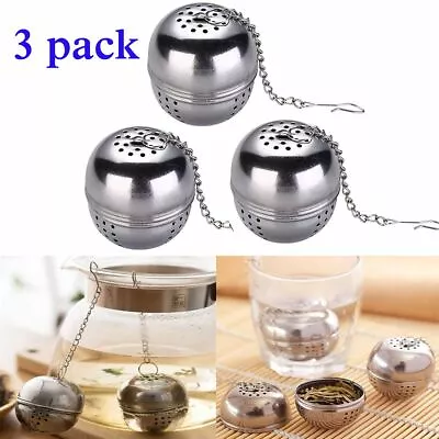 3X Tea Infuser Ball Mesh Loose Leaf Herb Strainer Stainless Steel Secure Locking • $6.91