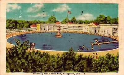 Swimming Pool In Idora Park Youngstown Ohio Postcard March 1948 Posted • $4.25