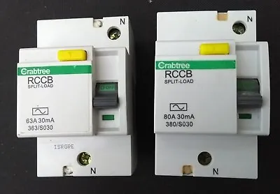 Crabtree Starbreaker RCD/RCCB 30mA  80A 63A  380/S030 & 363/S030. ! Live Tested • £18.50