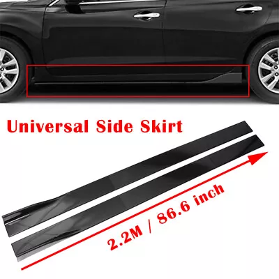 86.6  Car Side Skirts Universal Extension Rocker Panel Splitter Lip Gloss Black • £26.99