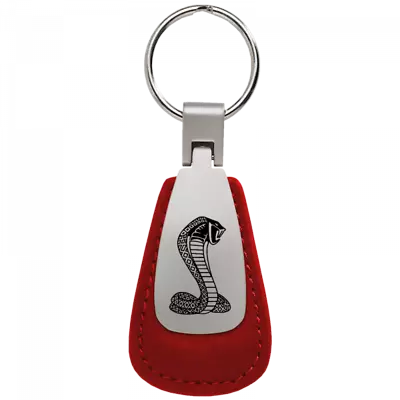 Ford Mustang Cobra Red Leather Teardrop Key Chain Fob Ring Official Licensed • $17.95