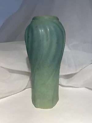 Circa 1910 Van Briggle #824 Leaves Green Matte Finish 7.5  Table Vase Hallmarked • $275