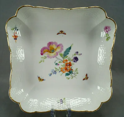 £155.75 • Buy KPM Berlin Hand Painted Floral Butterflies 9 1/2 Inch Square Bowl C.1915