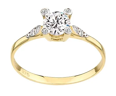 £69.95 • Buy 9ct Yellow Gold 0.50ct Simulated Diamond Solitaire Engagement Ring Size J - S