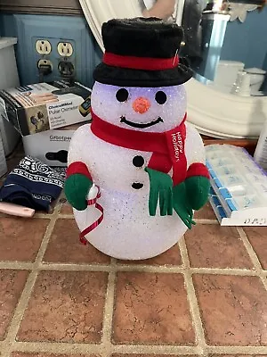 Vintage Rubbery Snowman 12   Lighted Christmas Colorful Battery Powered • $29.99