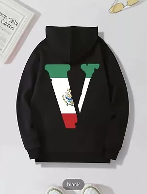 Adult XL Black Mexico V Hoodie Pullover Sweatshirt Graphic Print Mexican Flag • $19.95