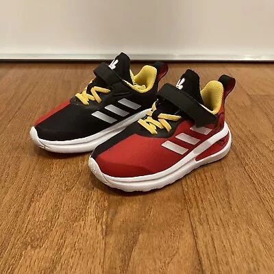 Adidas X Disney Kids Fortarun Mickey Mouse Size 8K Red Yellow Black Shoes EUC!!! • $24.99