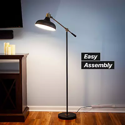 BRIGHTECH Wyatt 60 In. Black LED Floor Lamp With Adjustable Arm FL-WYT-BLK • $85