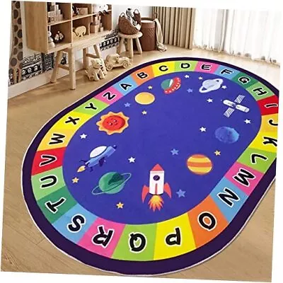  Large Oval Educational Kids Rug CarpetABC Alphabet Universe Fun 6x9 Planet • $132.14