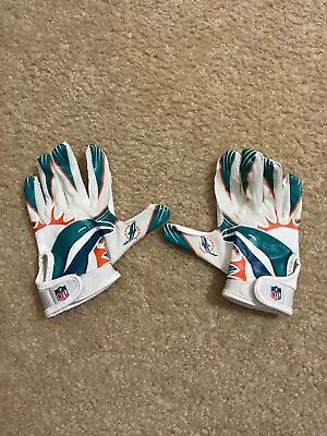 Youth M/L NFL Football Gloves. Dolphins  • $30