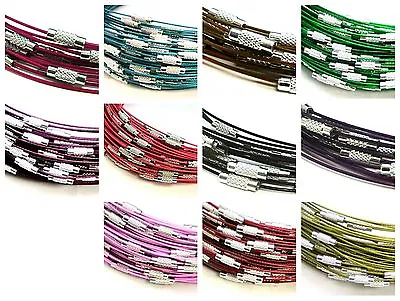 5 Pcs Coloured Memory Wire Necklaces 18   Clasp Choker Necklace Jewellery • £2.59