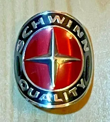 Schwinn Bike Vintage Style Chrome Head Badge Red Black & Chrome Curved NEW • $20