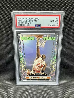 1992-93 Topps Stadium Club Michael Jordan #1 Beam Team PSA 8 Chicago Bulls HOF • $319.99