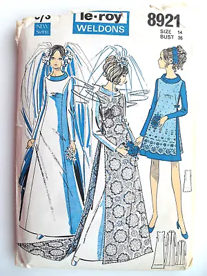 36  Vintage 1960s Bridal Wedding Dress Tabard Sewing Pattern Le-Roy Weldons 8921 • £9.50