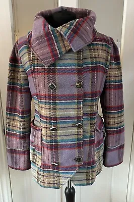 Vintage Joe Browns Purple Multi Check Wool Blend Coat Women’s Size 10 • $43.56