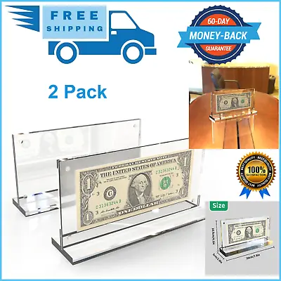 2Pack Acrylic Dollar Bill Display Frame Currency Paper Money Holder Display Case • $18.99