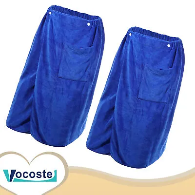 2 Pieces Men's Bath Wrap Towel For Shower Spa Adjustable Robes 70x140cm Blue • $35.41