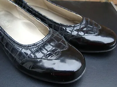 £10 • Buy EQUITY Black  Crocodile Skin  Patent Leather Court Shoes, UK 5-1/2  Wide