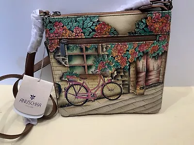 ANUSCHKA NWT🚲Expandable Zip Top Travel Crossbody-Vintage Bike 550-VTB • $105