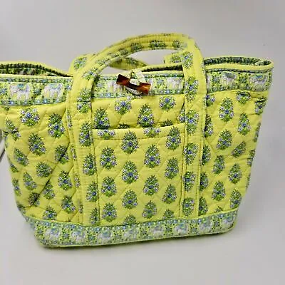 Vera Bradley Citrus Elephant Toggle Tote Purse Summer Beach Retired Blue Lining • $24.47