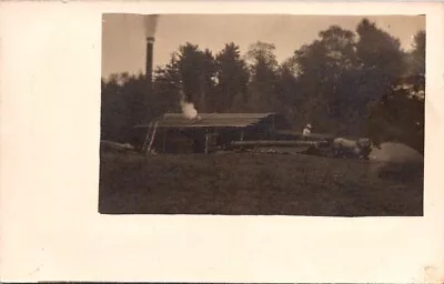 RPPC Postcard Man And Horses Working At Steam Power Sawmill C.1907-1914    12492 • $19.95