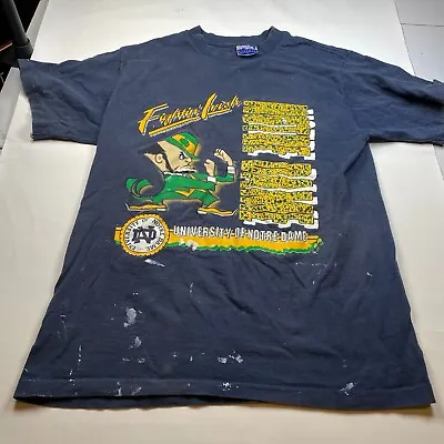 Vintage Single Stitch Notre Dame Tshirt Trench Ultra Navy Fighting Irish Large • $17.97