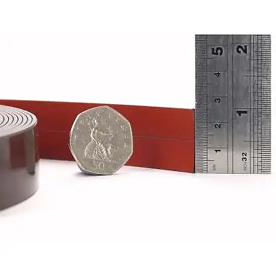 25mm Premium Self Adhesive RED COATED Flexible Magnetic Strip Tape Craft Fridge • £7.43