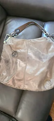 Vintage Michael Kors Textured Metallic Hobo Handbag Purse Leather • $75