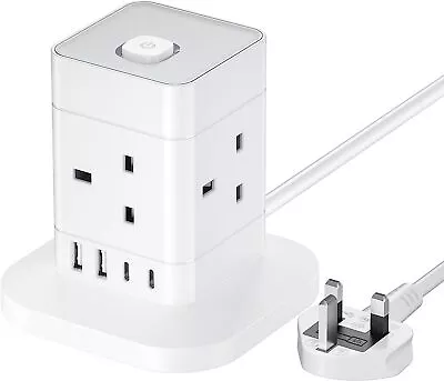 1.5/3/5 M Cube Extension Lead With USB C 4 Way Plug Power Strip With 4 USB Ports • £15.99