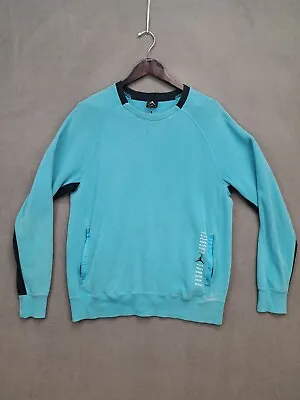 VTG Jordan AJXI Tux Stripe Crewneck Men's Sweater Gamma Blue-Black L 576826-456 • $22.99