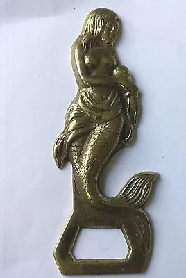 Rare Vtg Solid Brass Mermaid Bottle Beer Opener 5.25  Made In Korea  • $25.86