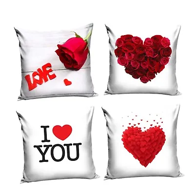 Valentine Love Heart Cushion Cover/Pillowcase 38 X 38 Cm Various Designs - Rose • £4.49