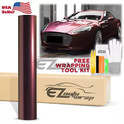 Premium Super Gloss Metallic Burgundy Vinyl Car Wrap Sticker Decal Sheet Film • $427.50