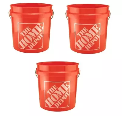 Orange Plastic Paint Pain Bucket 2 Gallon Pack Of 3 • $12