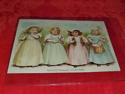 Victorian Trade Card Of Four Girl Band Estey Pianos And Organs Burlington Nj • $18.99