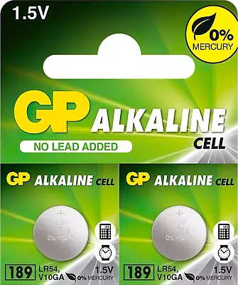 2 X GP LR54 1.5V Alkaline Coin Cell Button Batteries 189 AG10 D189A Long Expiry • £2.28