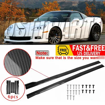 86.6'' Side Skirt Extension Lip Rocker Panel Carbon Fiber For Chevy Corvette C6 • $62.95