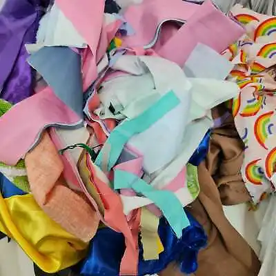 1 Kilo Mix Scraps Offcuts Fabric Bundle. Ideal For Dolls Clothes Crafts Material • £10.05