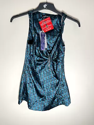 Womens Miss Sixty Blue Floral Geometric Style Top BNWT Size XS Afton Singlet • $17.19