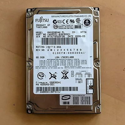 💾 Fujitsu 80gb Hard Drive - 44 Pin IDE - MHV2080AH - For Older Computers • $14.99