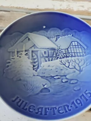 B&g Christmas Of The Old Water Mill 9075 1975 Denmark Plate Blue Xmas Home Decor • $14.18